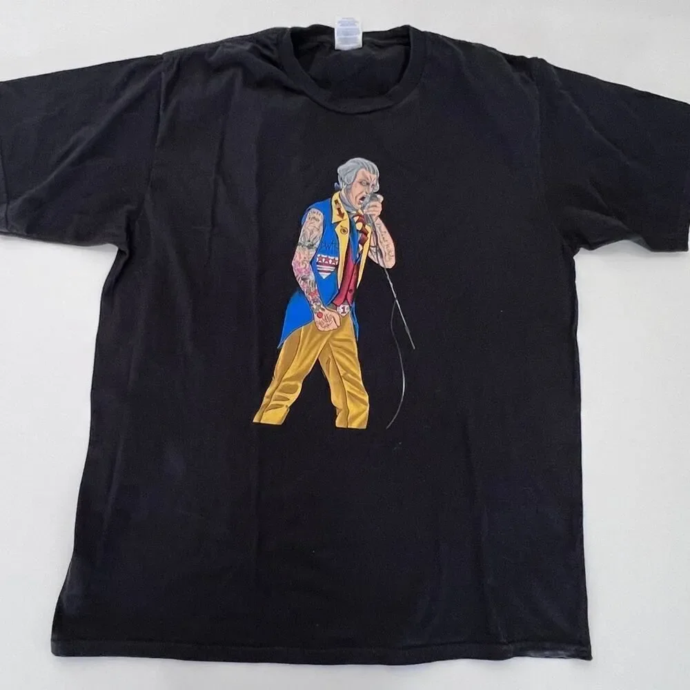 Port&Company Black Rocker George Washington Graphic Short Sleeve T-Shirt- M - Picture 1 of 9